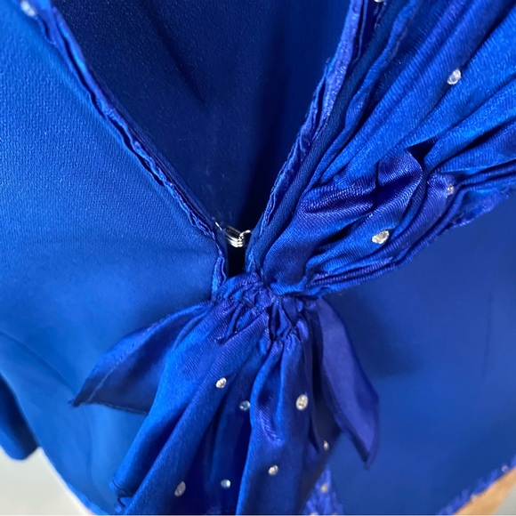 Vtg! Royal Blue Women's Blazer with Scarf Detail - Picture 12 of 16